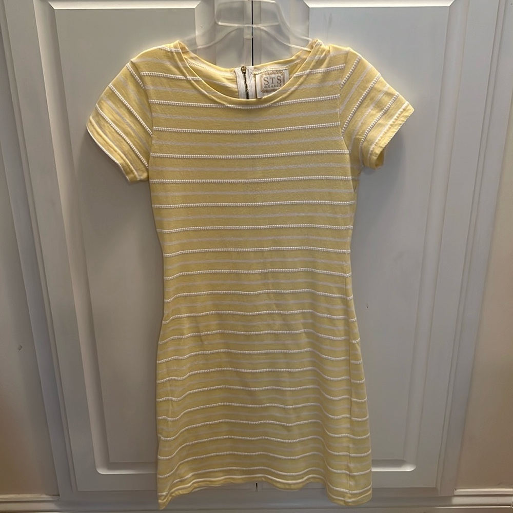 Sail to Sable Yellow White Striped T-Shirt Dress